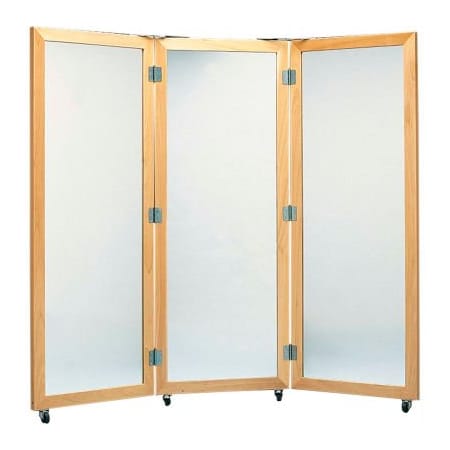 Fabrication Enterprises Plate Glass Mirror with Mobile Caster Base, 3-Panel, 22"W x 60"H Panels 19-1113